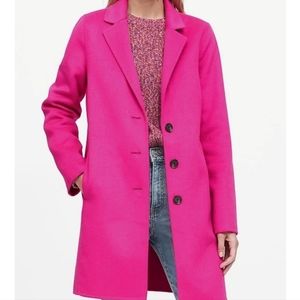 Banana Republic Bright Pink Unlined Double-faced Topcoat